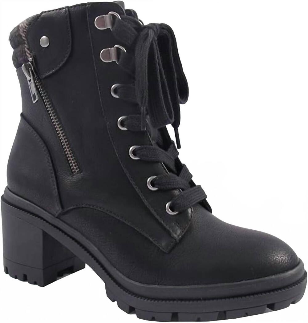 NEW JELLYPOP women's empire heeled lace up boots in black